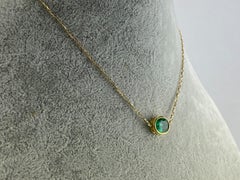 Certified 1.43 Carat Oval Shaped Emerald Pendant Chain Necklace