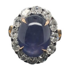 Certified 14.44 Carat Ceylonese Star Sapphire and Diamond Cocktail Ring