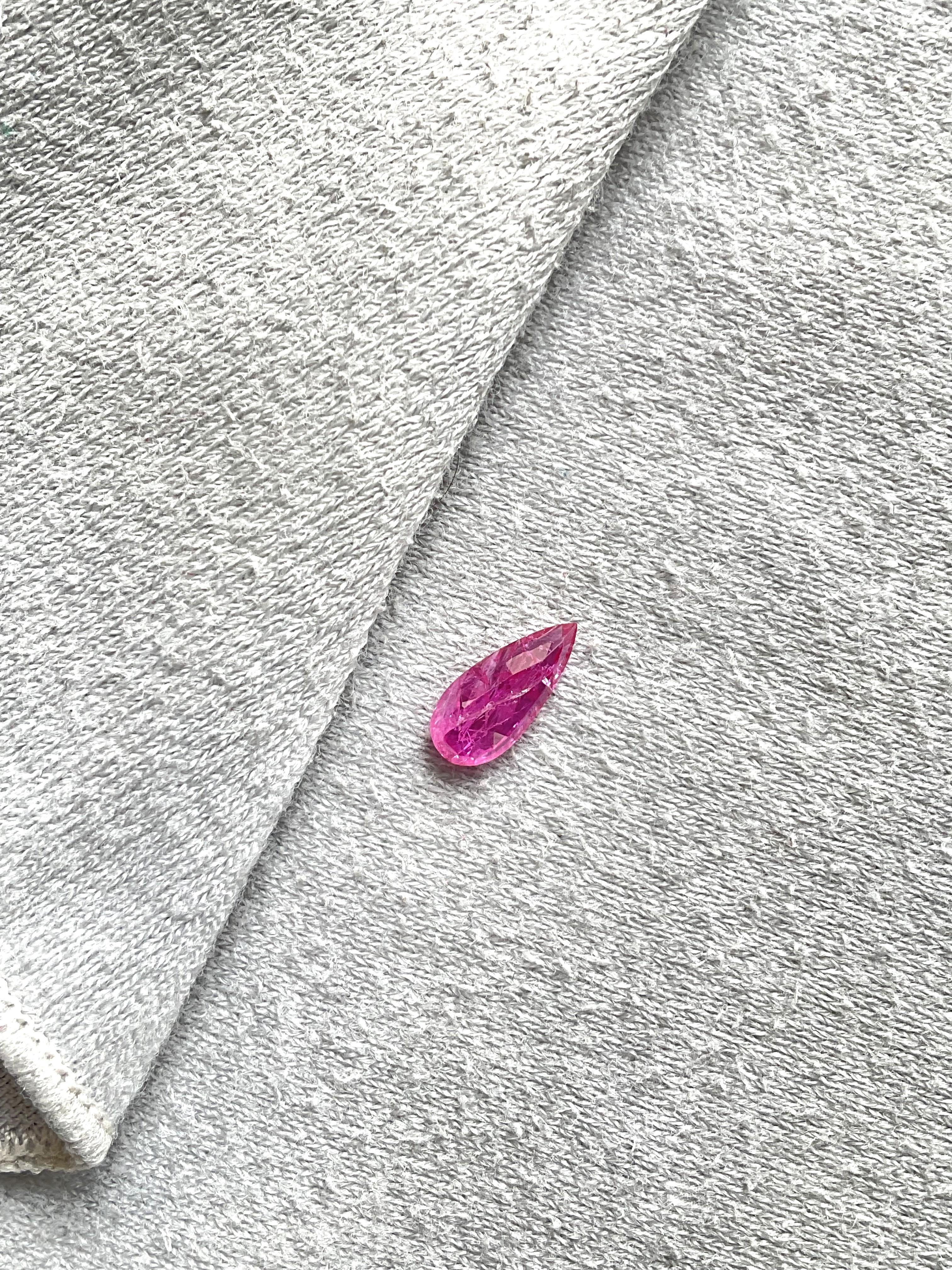 Certified 1.48 Carats Mozambique Ruby Pear Faceted Cutstone No Heat Natural Gem In New Condition For Sale In Jaipur, RJ