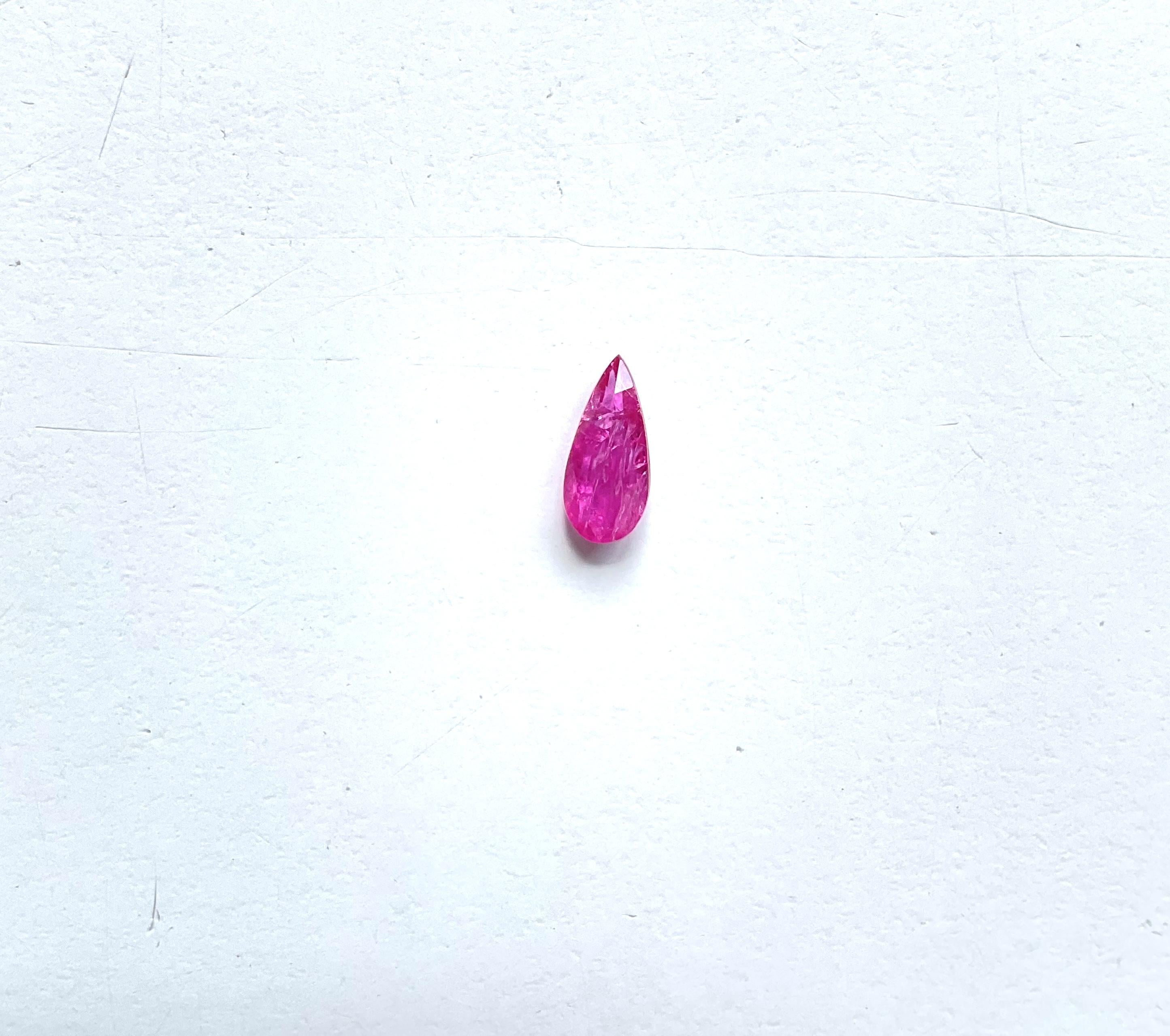Certified 1.48 Carats Mozambique Ruby Pear Faceted Cutstone No Heat Natural Gem For Sale 1