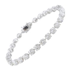 14.87 Ct Brilliant Cut Diamond Tennis Bracelet, 14K White Gold HRD Certified