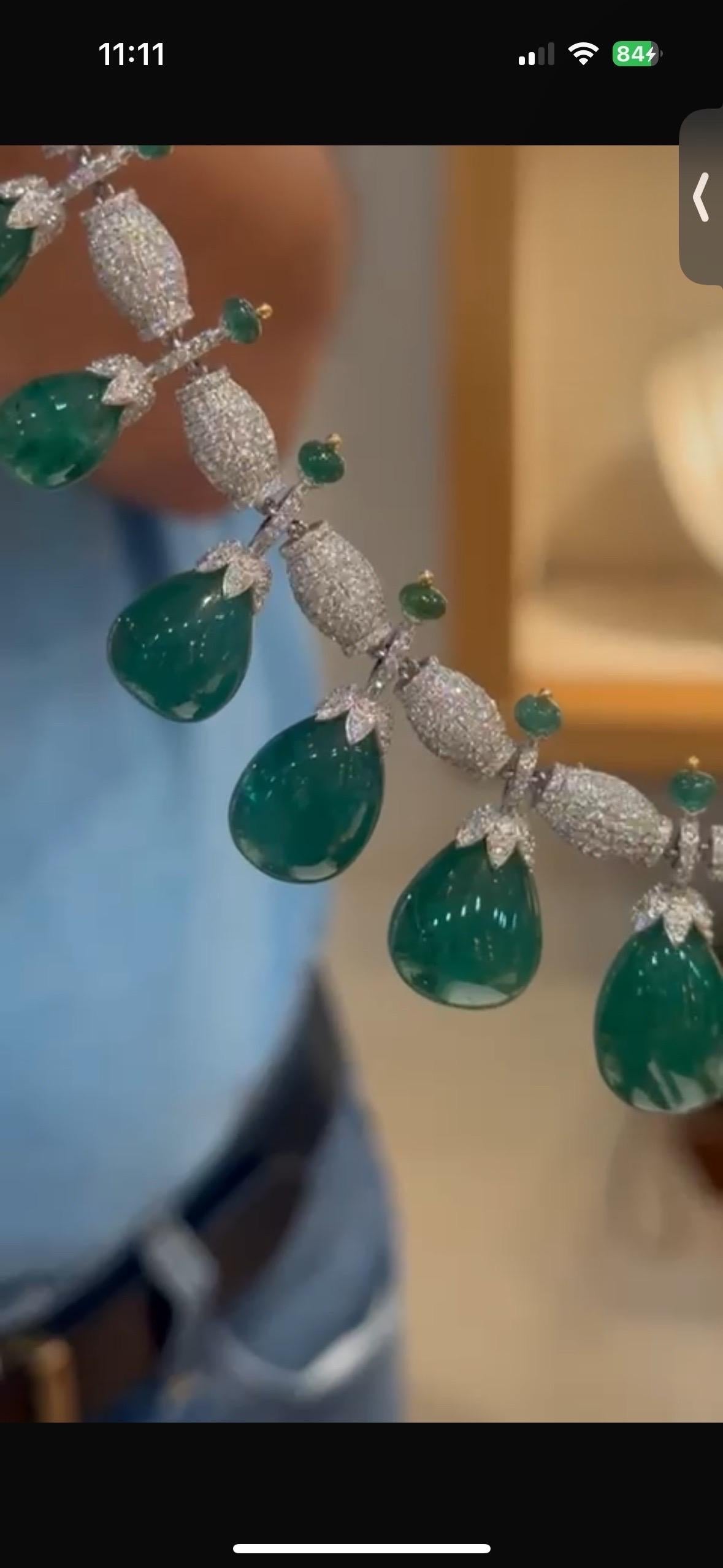 Collar de diamantes tanzanita esmeralda certificada de 14 quilates 325 quilates Juego de oro de 14 quilates en venta 8