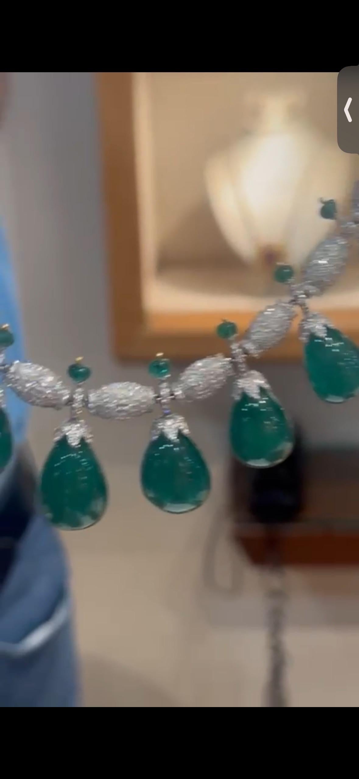 Collar de diamantes tanzanita esmeralda certificada de 14 quilates 325 quilates Juego de oro de 14 quilates en venta 13