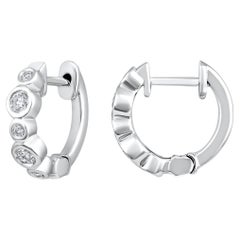 Certified 14k Gold 0.15 Carat Natural Diamond Huggie Hoop White Earrings