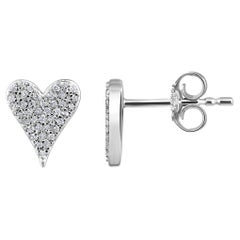 Certified 14k Gold 0.15 Carat Natural Diamond Small Heart Stud White Earrings Certified 14k Gold 0.15 Carat Natural Diamond Small Heart Stud White Earrings