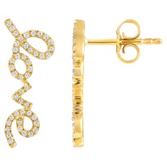 Orecchini gialli con diamante naturale certificato in oro 14K da 0,16 ct.