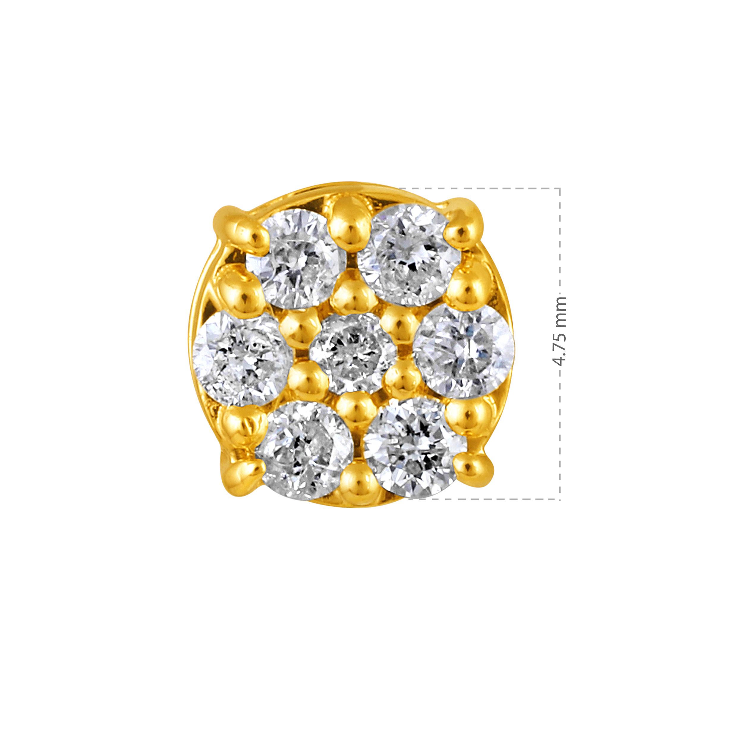 Certified 14k Gold 0.18 Carat Natural Diamond Small Round Stud Yellow Earrings In New Condition For Sale In Los Angeles, CA