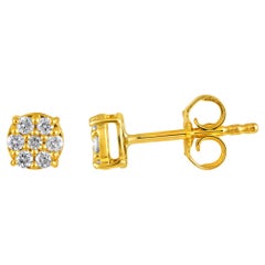 Boucles d'oreilles jaune en or 14K certifié 0.18ct diamant naturel petit rond