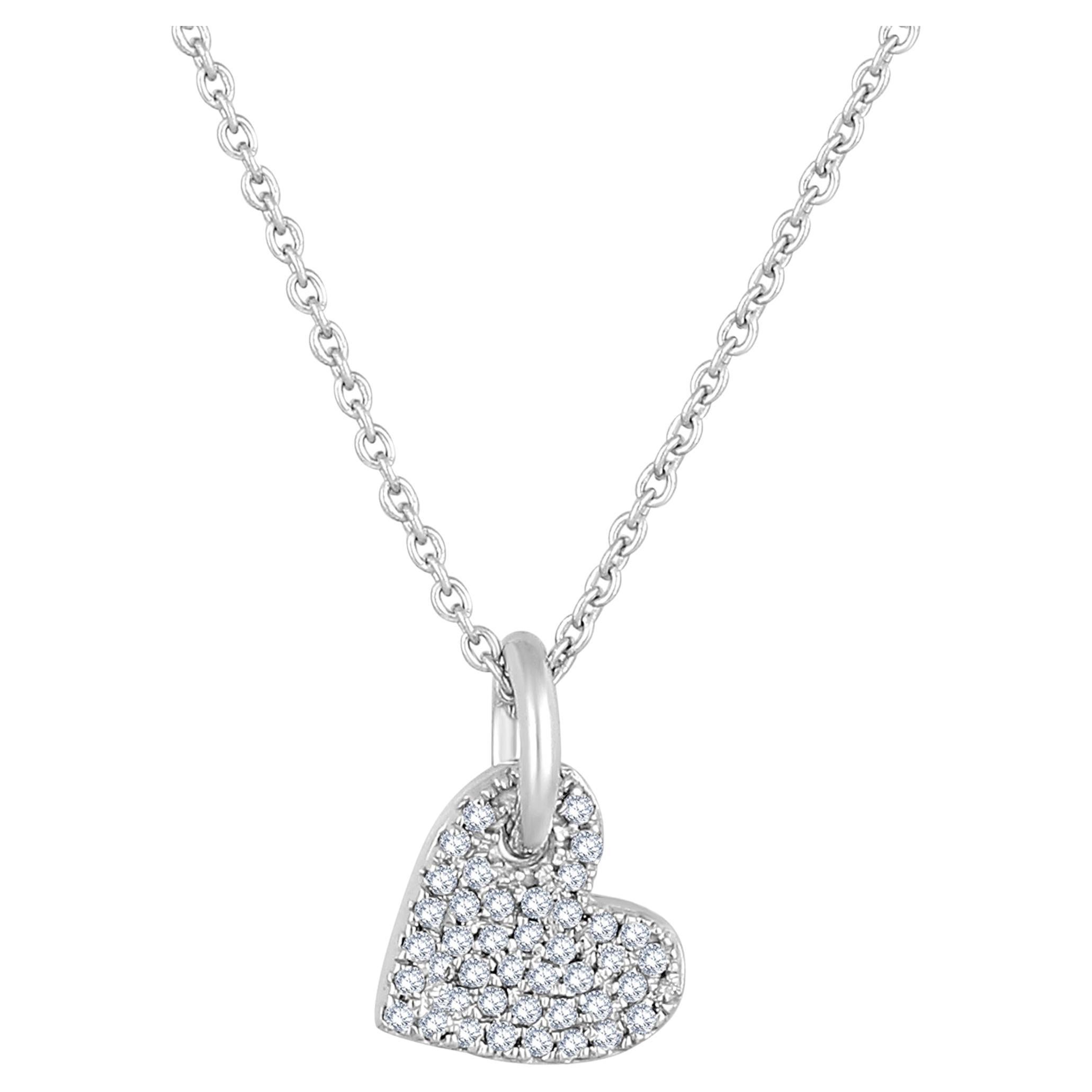Certified 14K Gold 0.1ct Natural Diamond F-I1 Heart Shape Charm Pendant Necklace For Sale