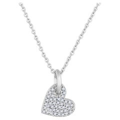 Certified 14K Gold 0.1ct Natural Diamond F-I1 Heart Shape Charm Pendant Necklace