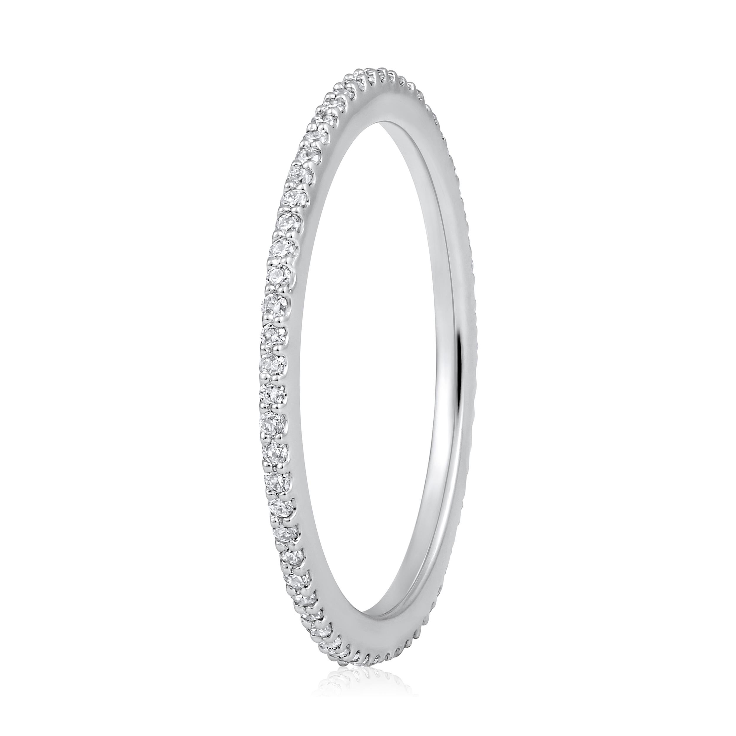 Ring Size: US 7 

Crafted in 1.38 grams of 14K White Gold, the ring contains 63 stones of Round Diamonds with a total of 0.24 carat in G-H color and SI clarity.

CONTEMPORARY AND TIMELESS ESSENCE: Crafted in 14-karat/18-karat with 100% natural