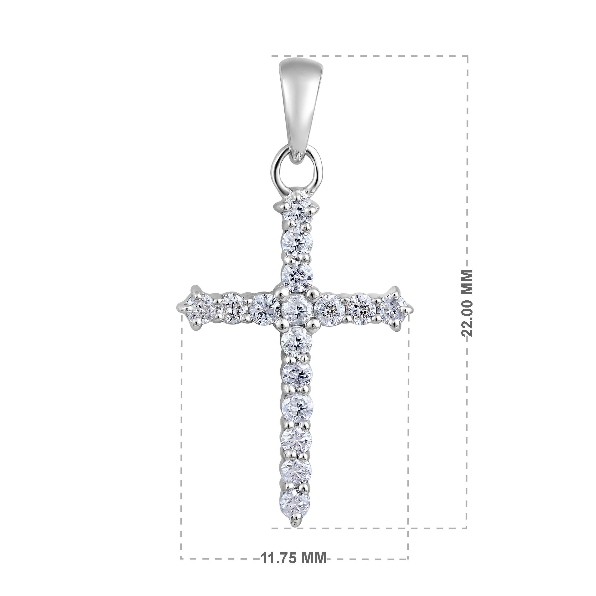 Contemporary Certified 14k Gold 0.25 Carat Natural Diamond Cross Charm White Pendant Only For Sale