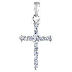 Certified 14k Gold 0.25 Carat Natural Diamond Cross Charm White Pendant Only