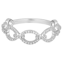 Certified 14K Gold 0.2ct Natural Diamond F-I1 Designer Infinity Link Ring