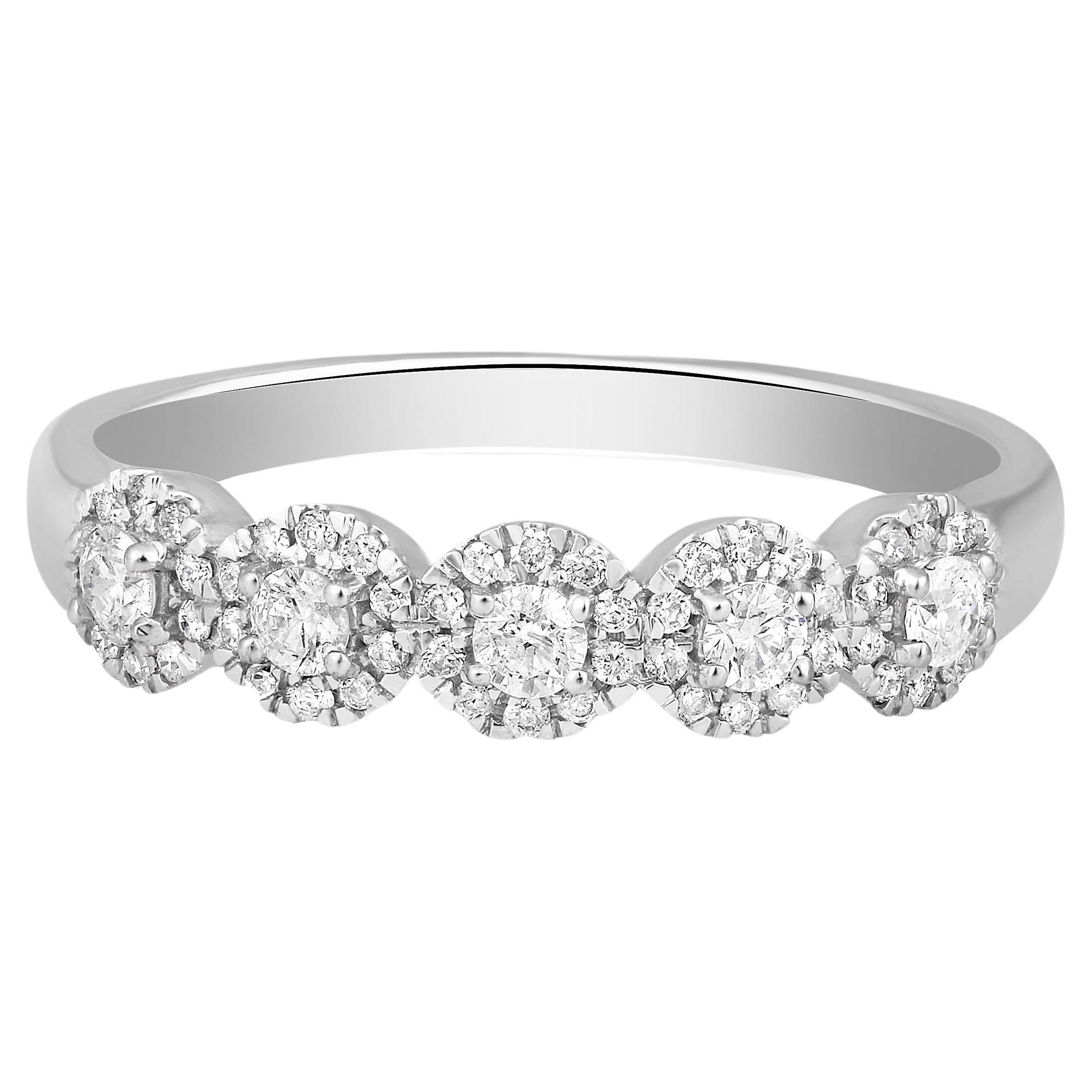 Certified 14K Gold 0.34ct Natural Diamond F-I1 Designer Wedding Band Ring For Sale