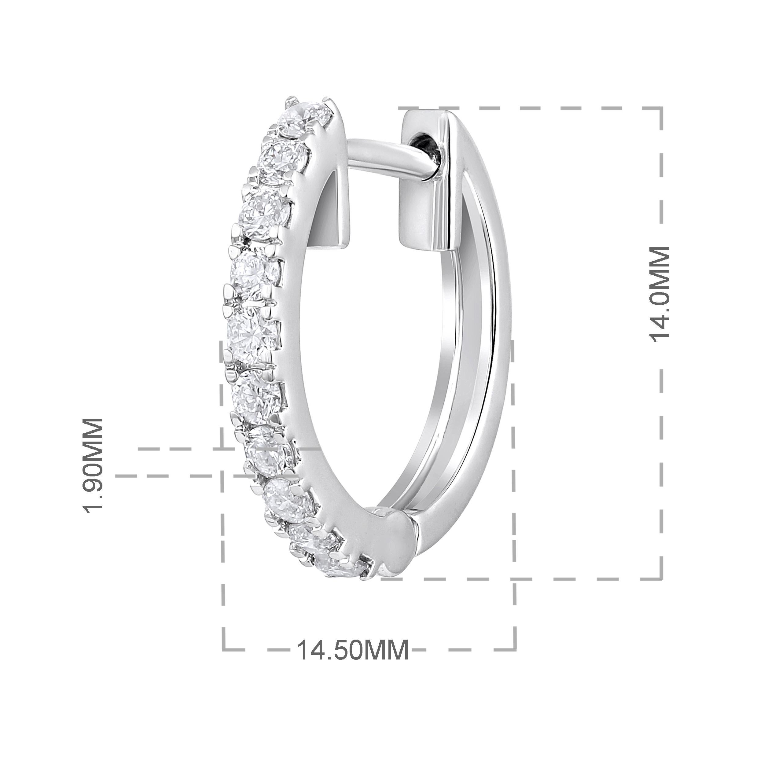 Zertifizierte 14k Gold 0,35 Karat natürliche Diamant-Ohrringe mit weißen Creolen im Zustand „Neu“ im Angebot in Los Angeles, CA
