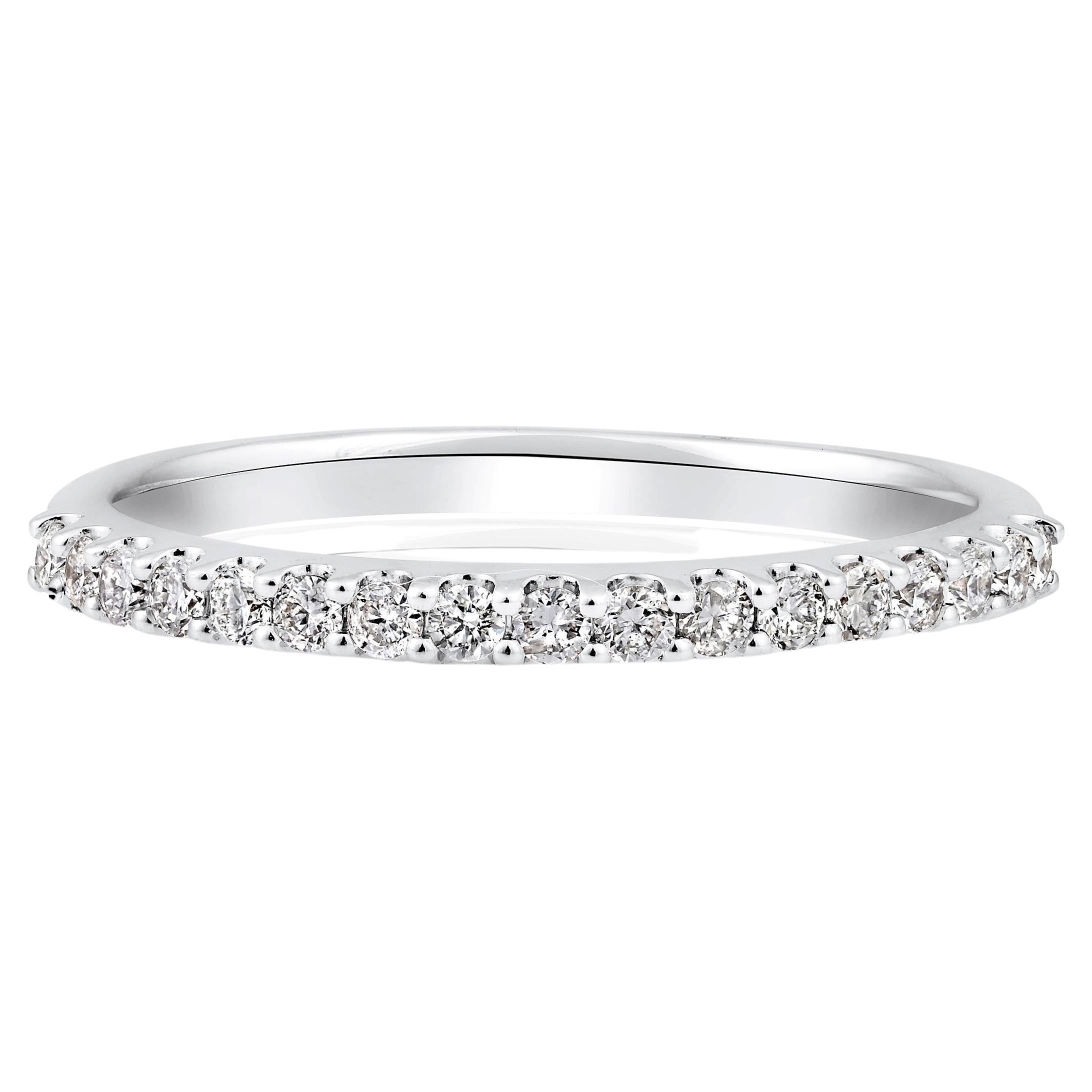 Zertifizierter 14k Gold 0,3 Karat natürlicher Diamant Ehering Thin Single Half Band Ring