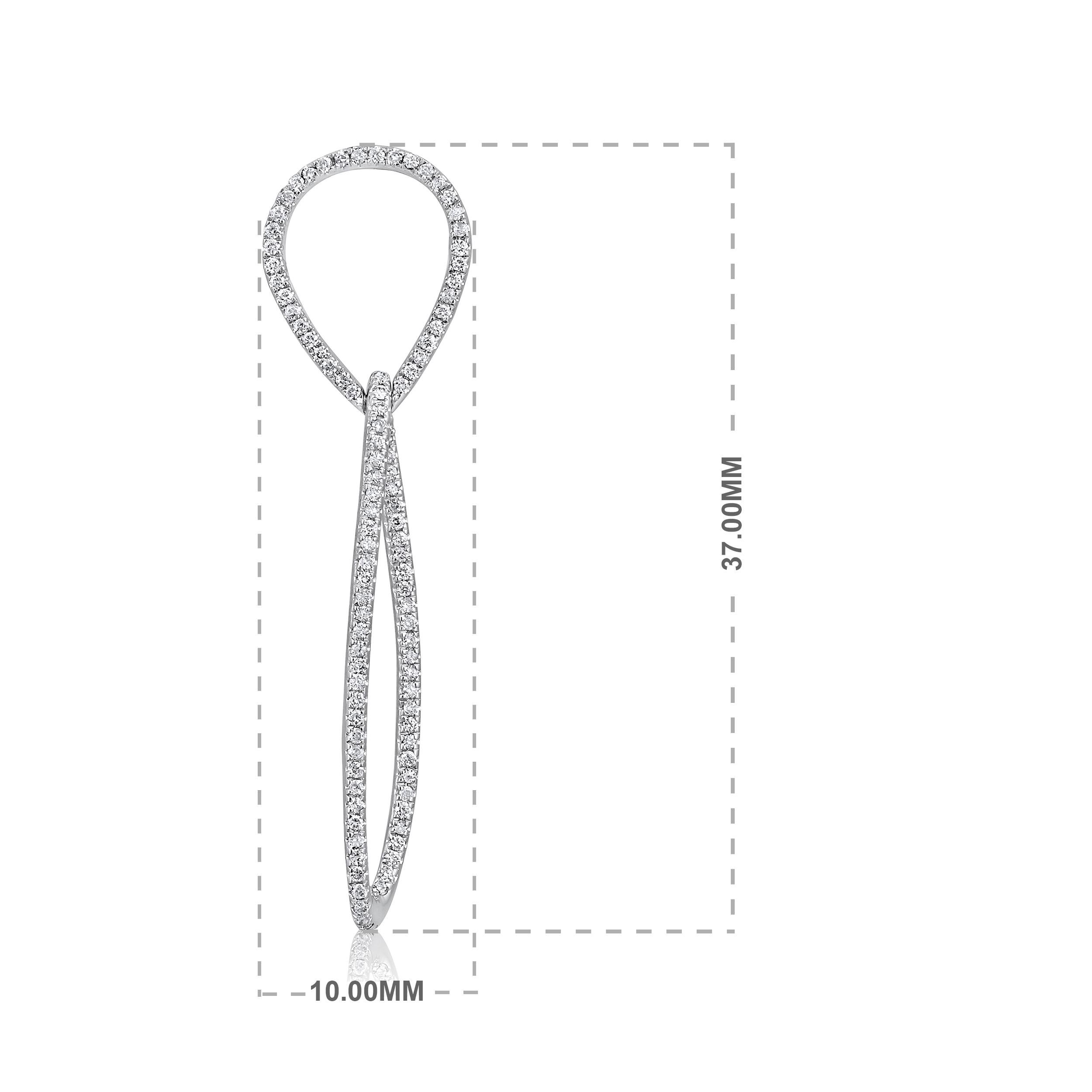 Contemporary Certified 14k Gold 0.4 Carat Natural Diamond Infinity Loop Dangle Drop Earrings For Sale