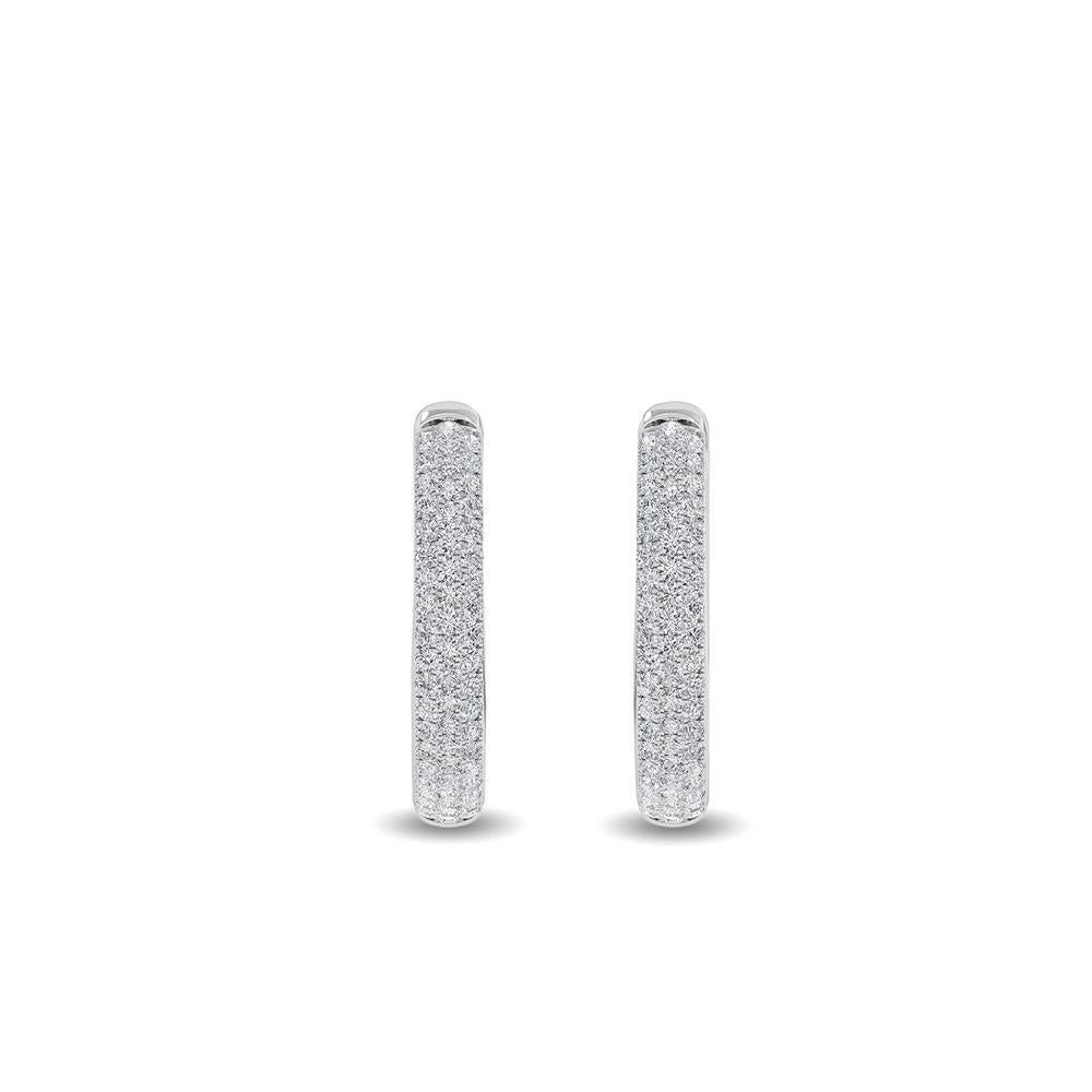 Contemporary Certified 14k Gold 0.5 Carat Natural Diamond Small Round Hoop White Earrings For Sale