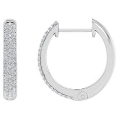Certified 14k Gold 0.5 Carat Natural Diamond Small Round Hoop White Earrings
