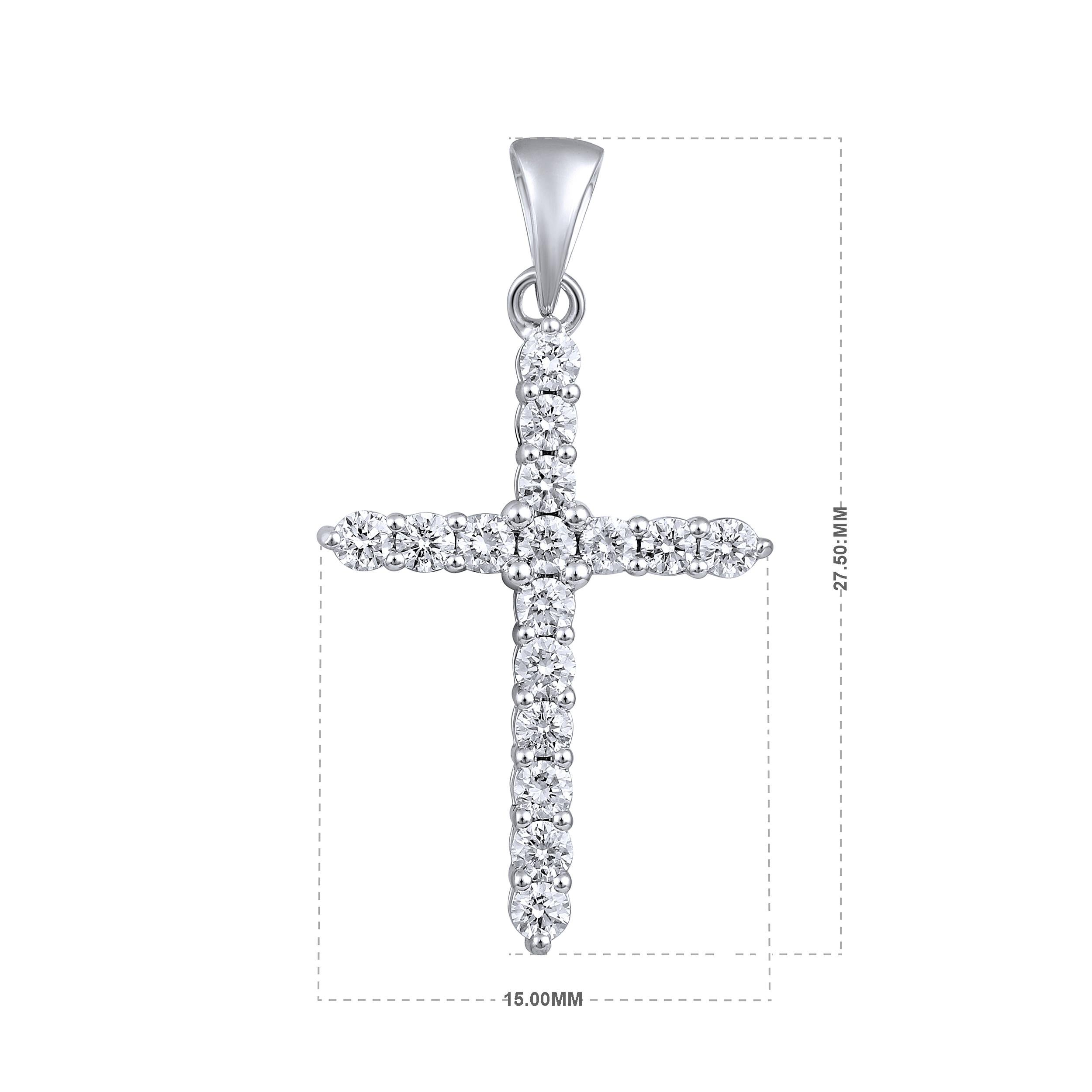 Contemporary Certified 14k Gold 0.5 Carat Natural Diamond Cross Charm White Pendant Only