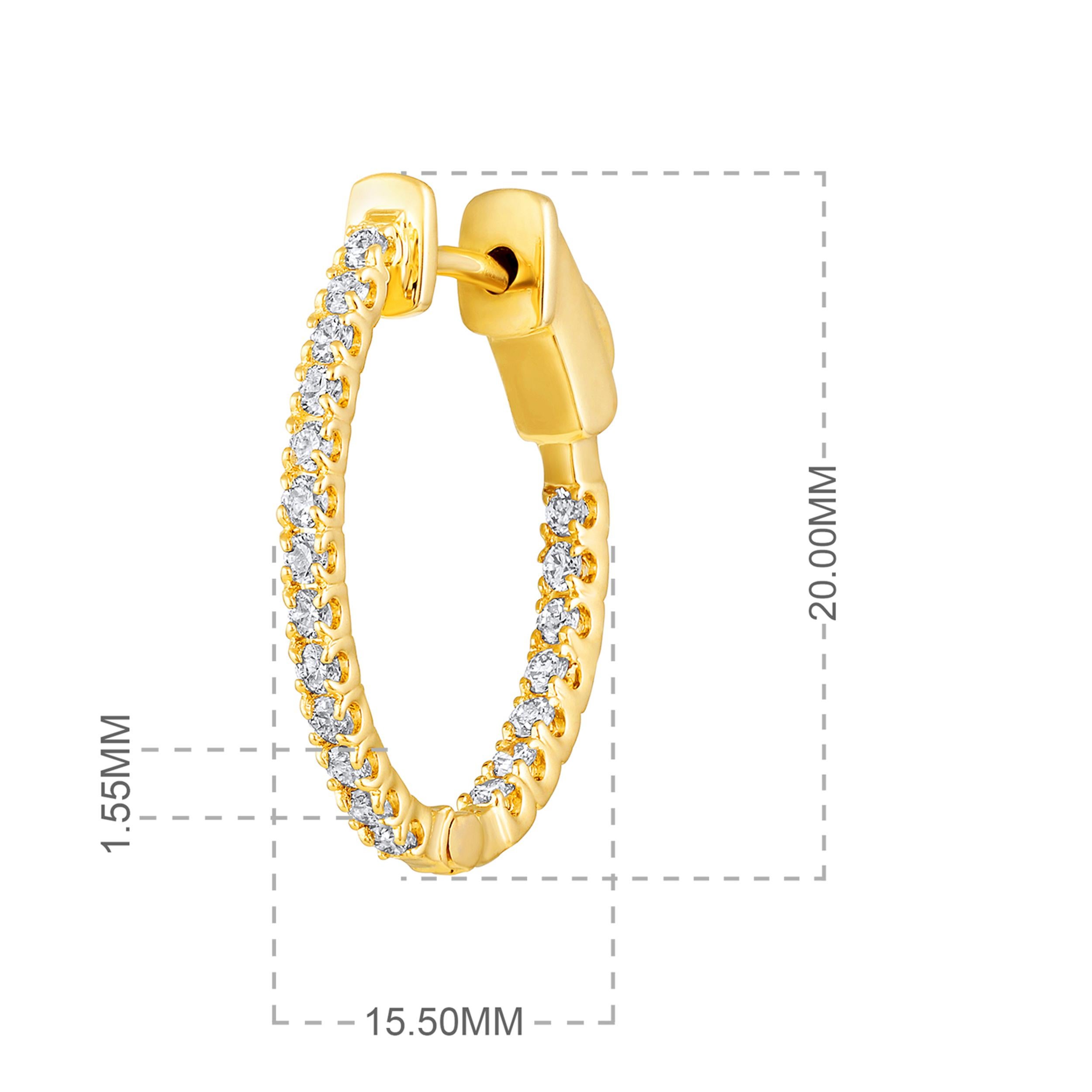 Certified 14k Gold 0.5 Carat Natural Diamond Oval Inside Out Hoop Earrings In New Condition For Sale In Los Angeles, CA