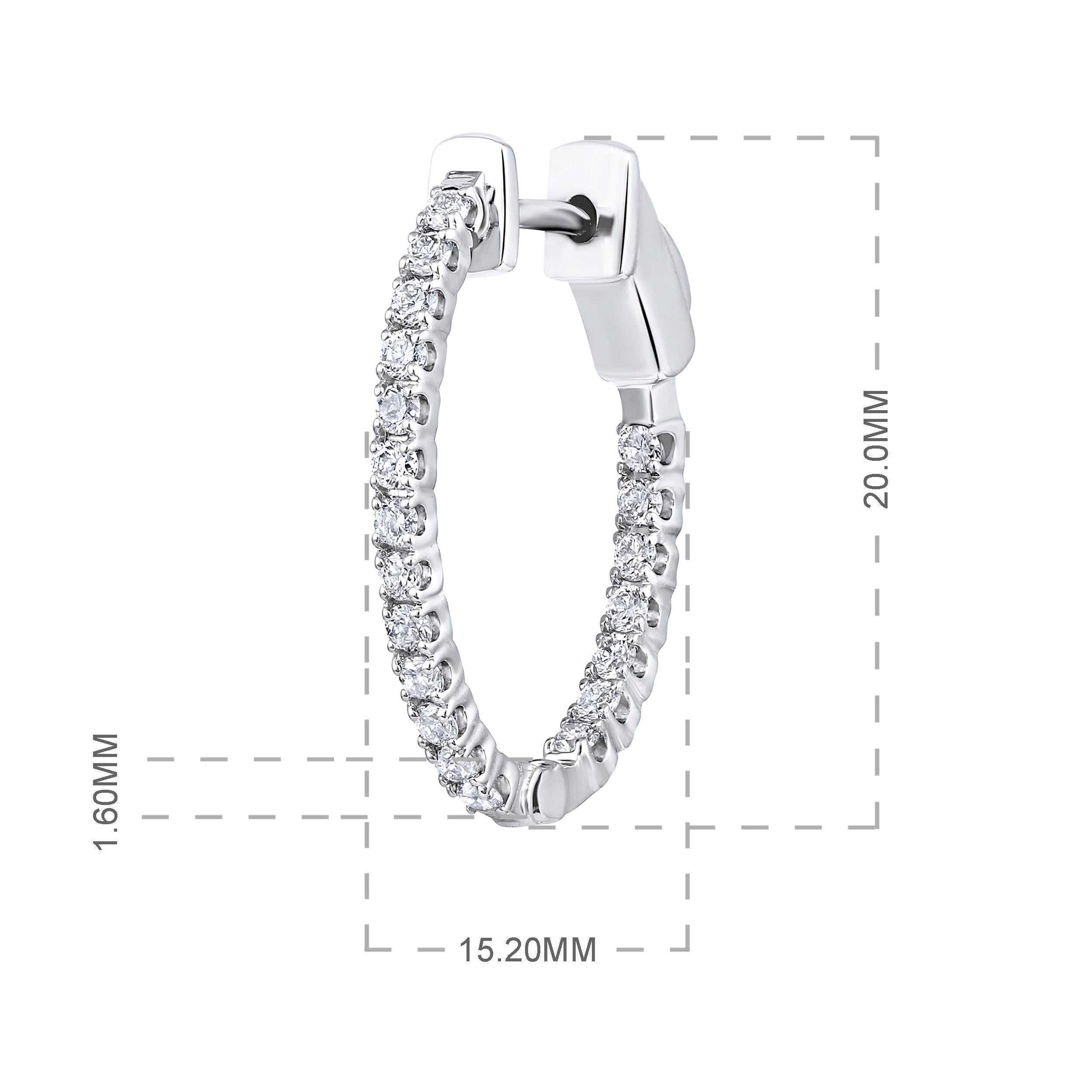 Certified 14k Gold 0.5 Carat Natural Diamond Oval Inside Out Hoop Earrings In New Condition For Sale In Los Angeles, CA