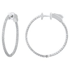 Certified 14k Gold 0.5 Carat Natural Diamond Round Inside Out Hoop Earrings