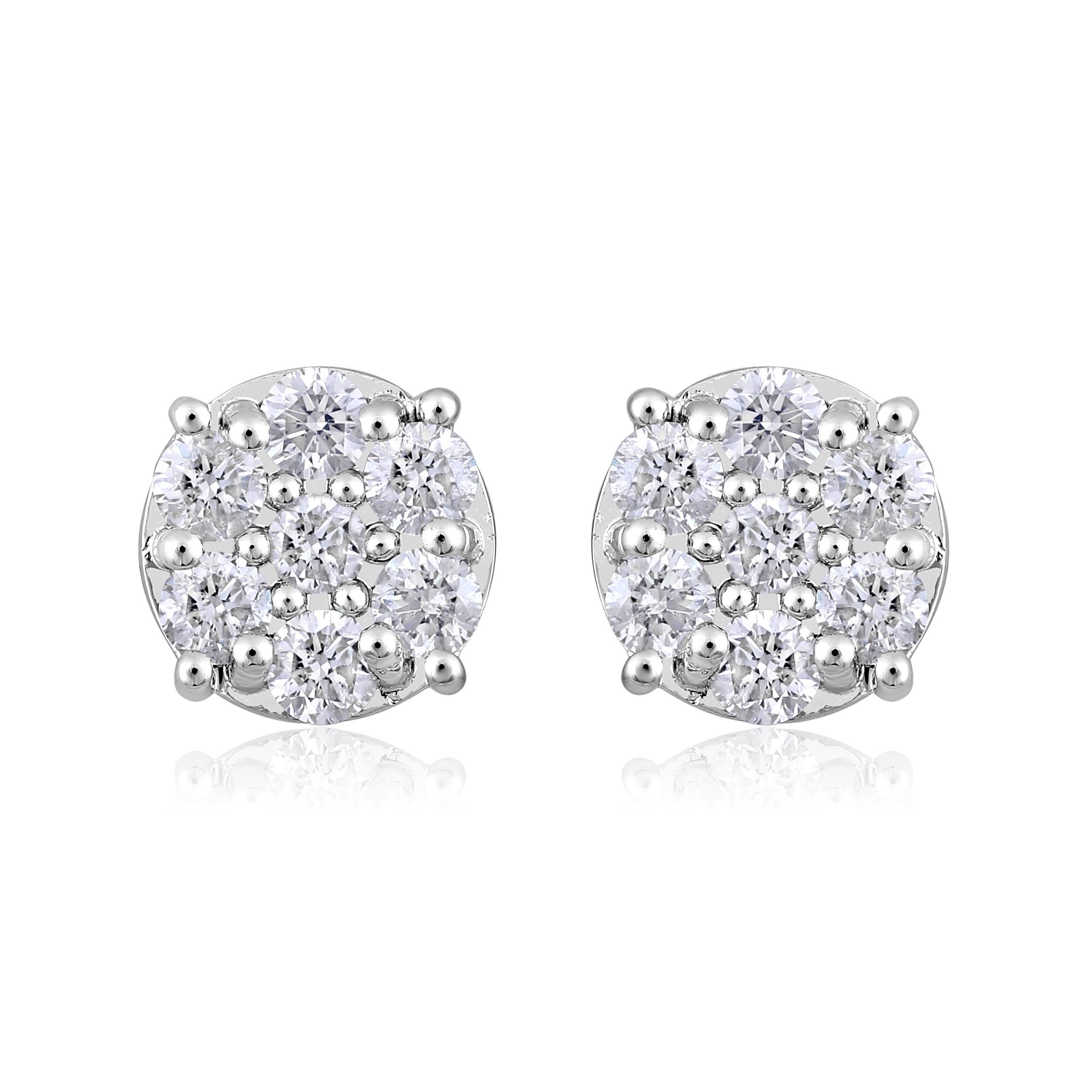 Contemporary Certified 14k Gold 0.5 Carat Natural Diamond Small Round Stud White Earrings For Sale