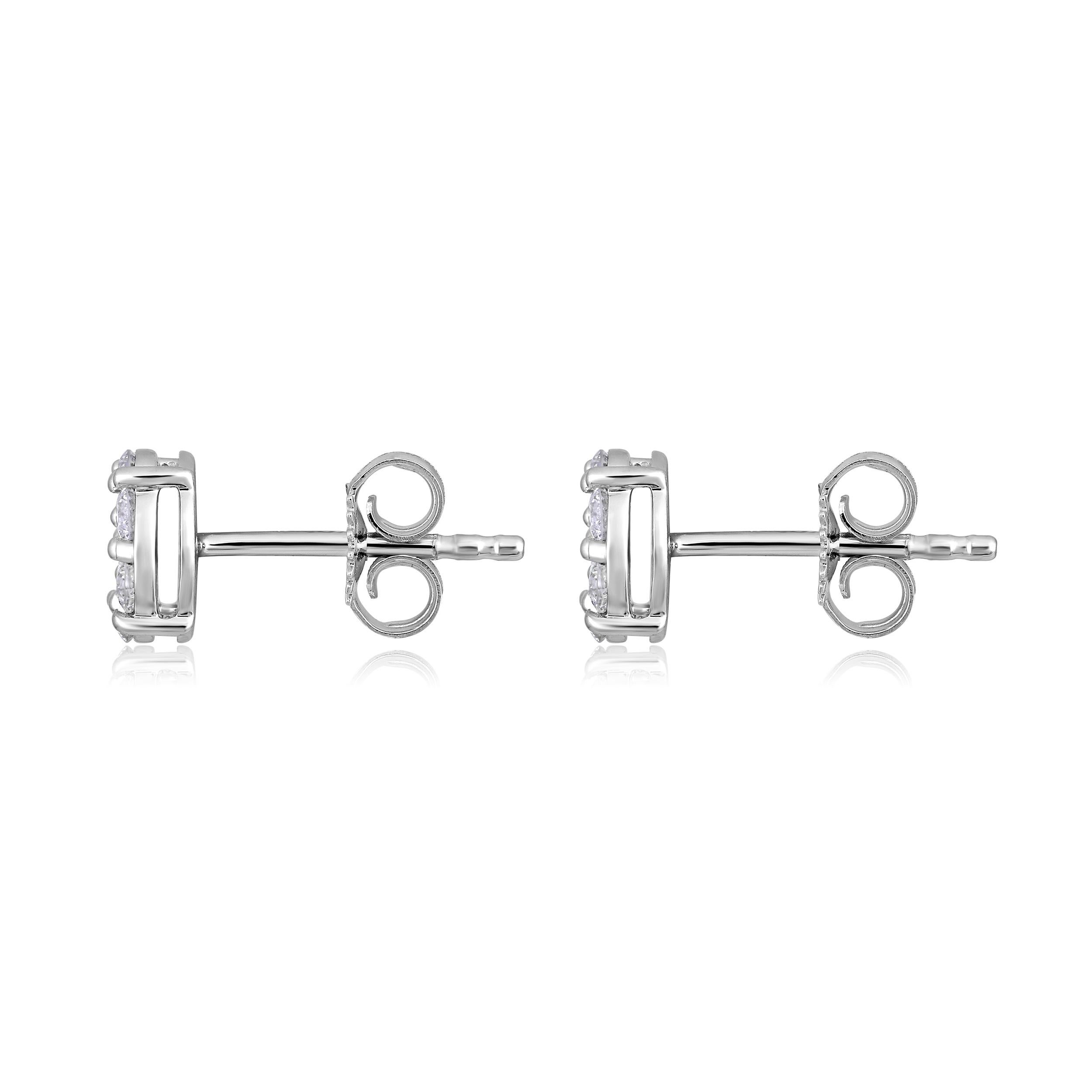 Brilliant Cut Certified 14k Gold 0.5 Carat Natural Diamond Small Round Stud White Earrings For Sale