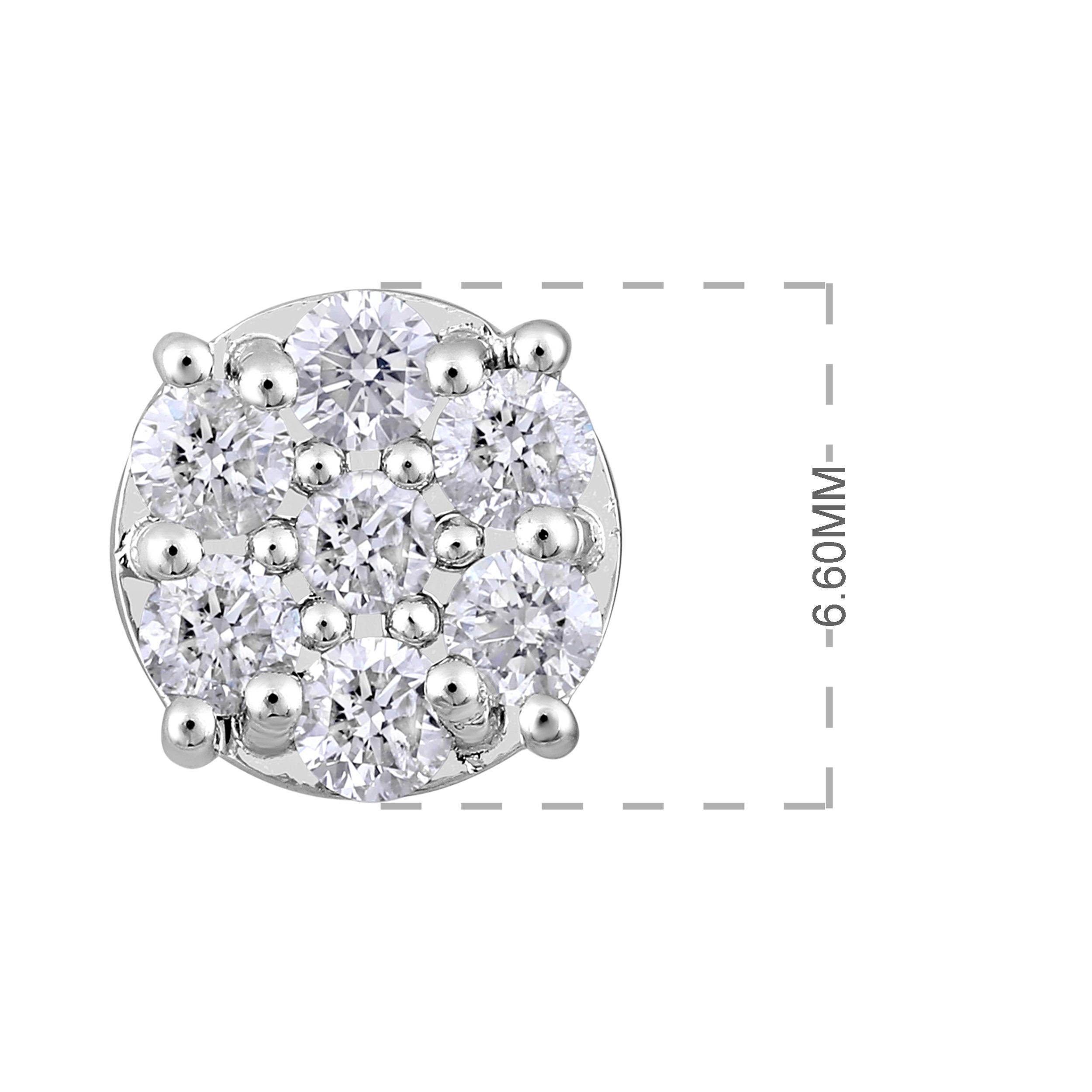 Certified 14k Gold 0.5 Carat Natural Diamond Small Round Stud White Earrings In New Condition For Sale In Los Angeles, CA