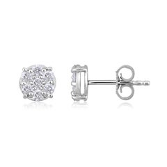 Certified 14k Gold 0.5 Carat Natural Diamond Small Round Stud White Earrings