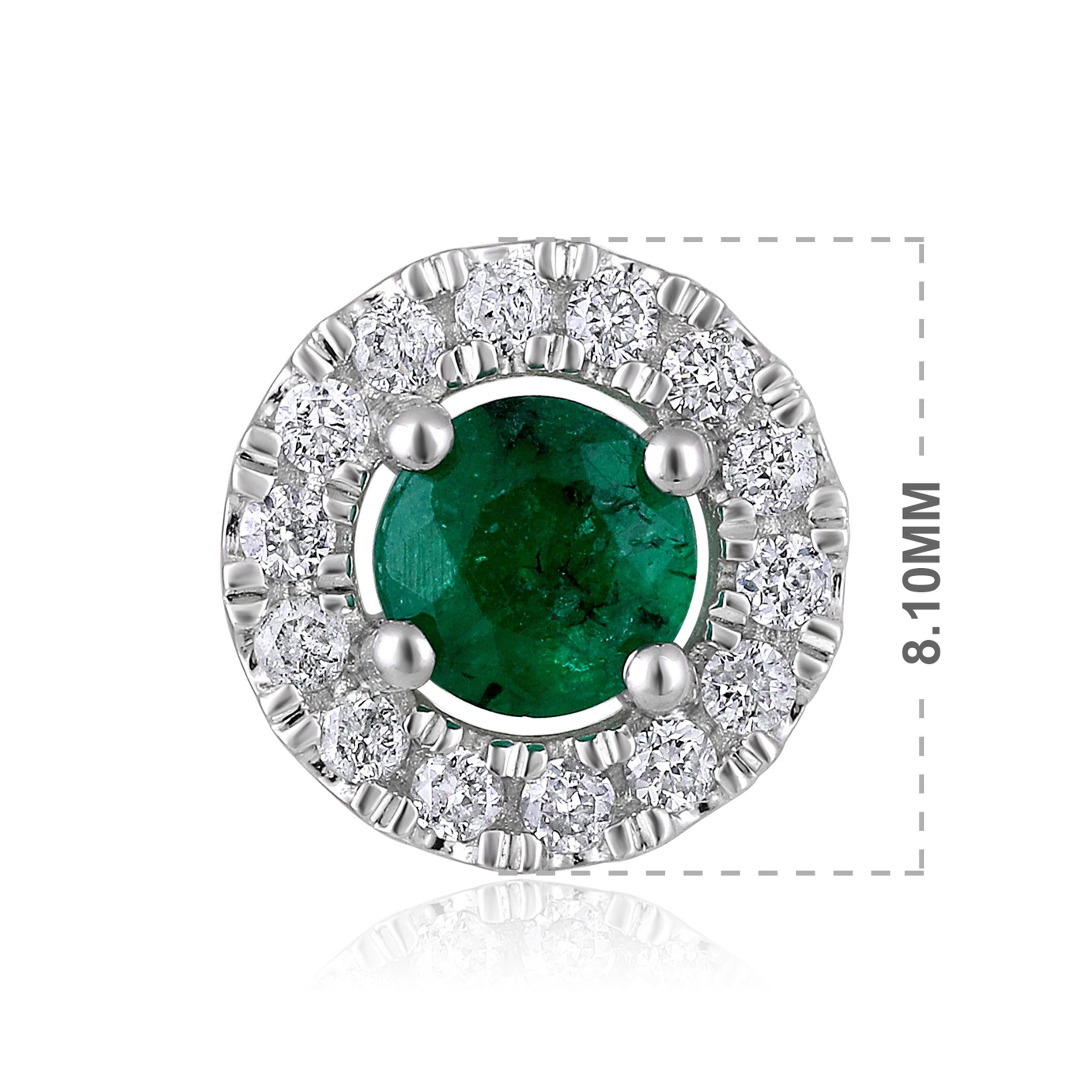Certified 14K Gold 0.75ct Natural Diamond w/ Emerald Round Halo Stud Earrings In New Condition For Sale In Los Angeles, CA