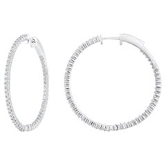 Certified 14k Gold 1.36 Carat Natural Diamond Round Inside Out Hoop Earrings