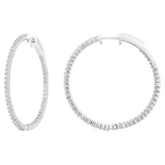 Certified 14k Gold 1.36 Carat Natural Diamond Round Inside Out Hoop Earrings