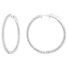 Zertifizierte 14K Gold 1,36ct natürlichen Diamanten Runde Inside Out 32mm Hoop-Ohrringe