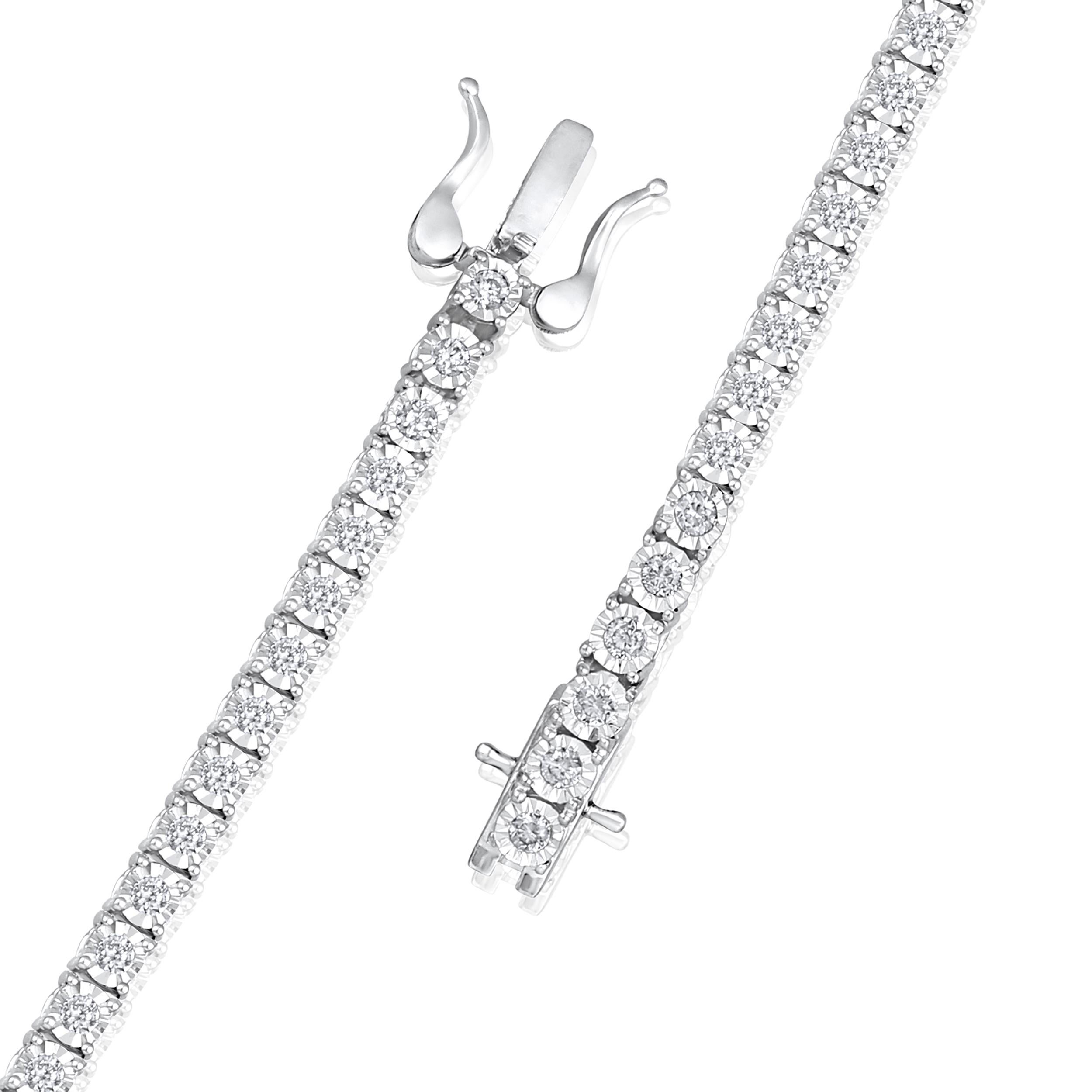 Crafted in 14.09 grams of 14K White Gold, the bracelet contains 54 stones of Round Diamonds with a total of 1.33 carat in F-G color and I1-I2 carat. The bracelet length is 7 inches.

This jewelry piece will be expertly crafted by our skilled