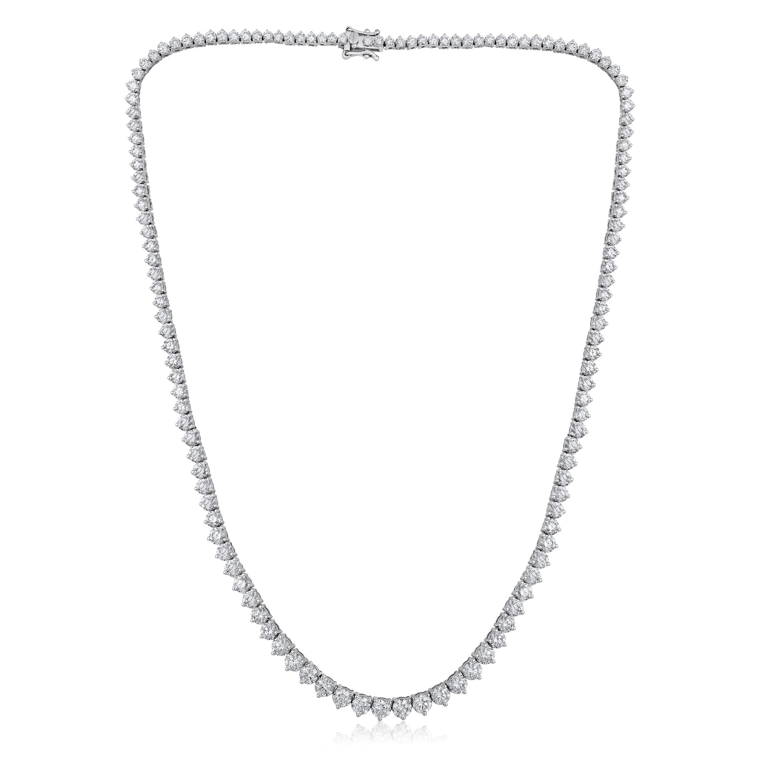 Crafted in 20.81 grams of 14K White Gold, the necklace contains 135 stones of Round Diamonds with a total of 14.5 carat in G-H color and VS-SI carat. The necklace length is 16 inches.

CONTEMPORARY AND TIMELESS ESSENCE: Crafted in 14-karat/18-karat