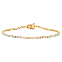 Certified 14k Gold 1.9 Carat Natural Diamond 4 Prong Tennis Wedding Bracelet