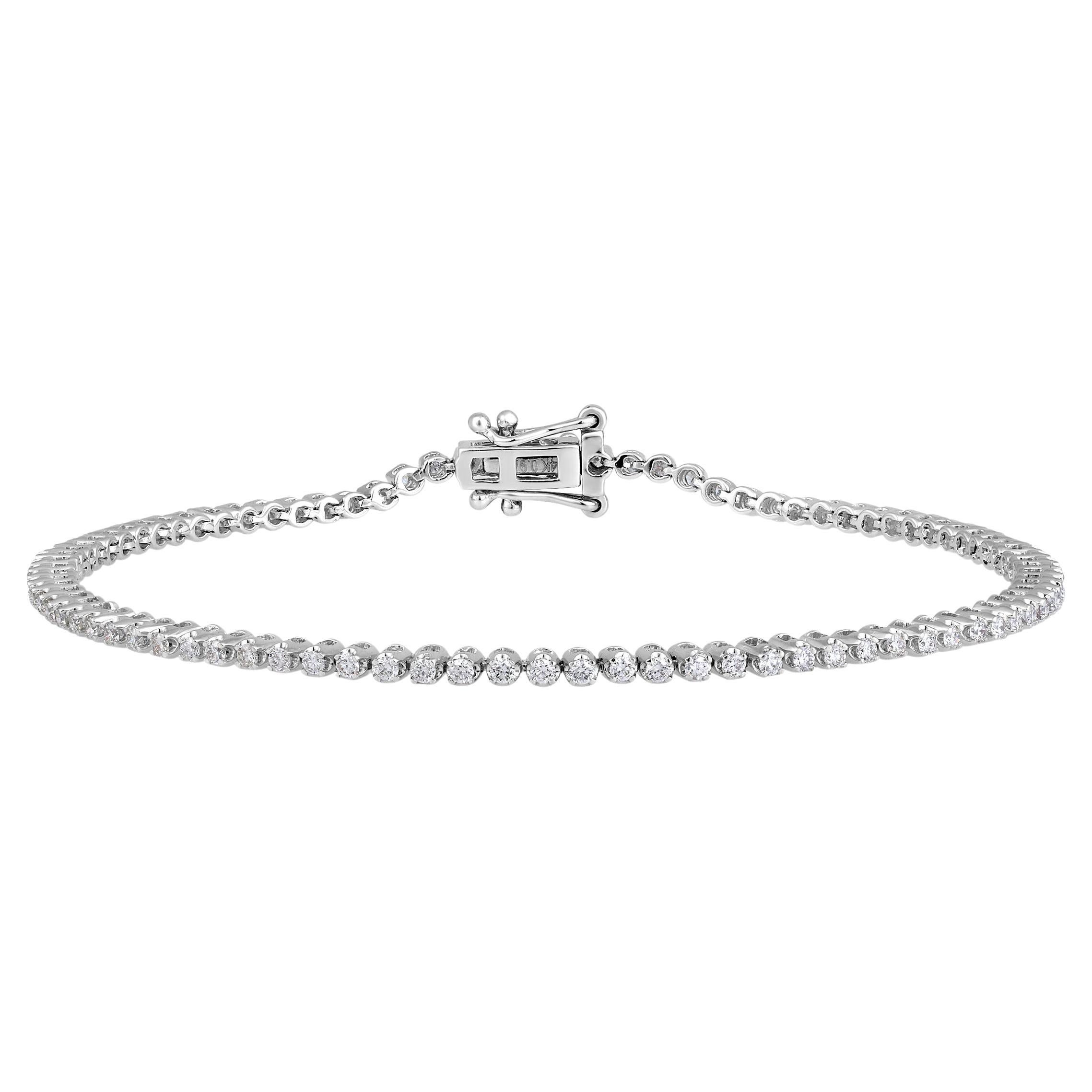 Certified 14k Gold 1 Carat Natural Diamond Tiger Prong Tennis Wedding Bracelet