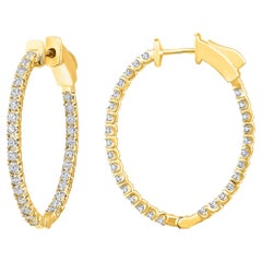 zertifizierte 14K Gold 1ct natürliche Diamant-Ohrringe mit ovaler Innenseite und Innenseite 26 mm