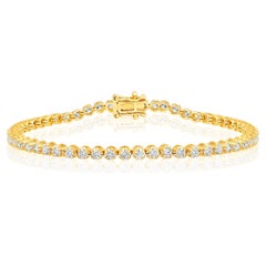 Certified 14K Gold 2ct Natural Diamond F-VS 3.25mm Tiger Prong Tennis Bracelet