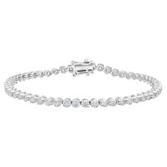 Bracelet tennis à griffes tigres en or 14 carats certifié avec diamants naturels de 3,2 carats