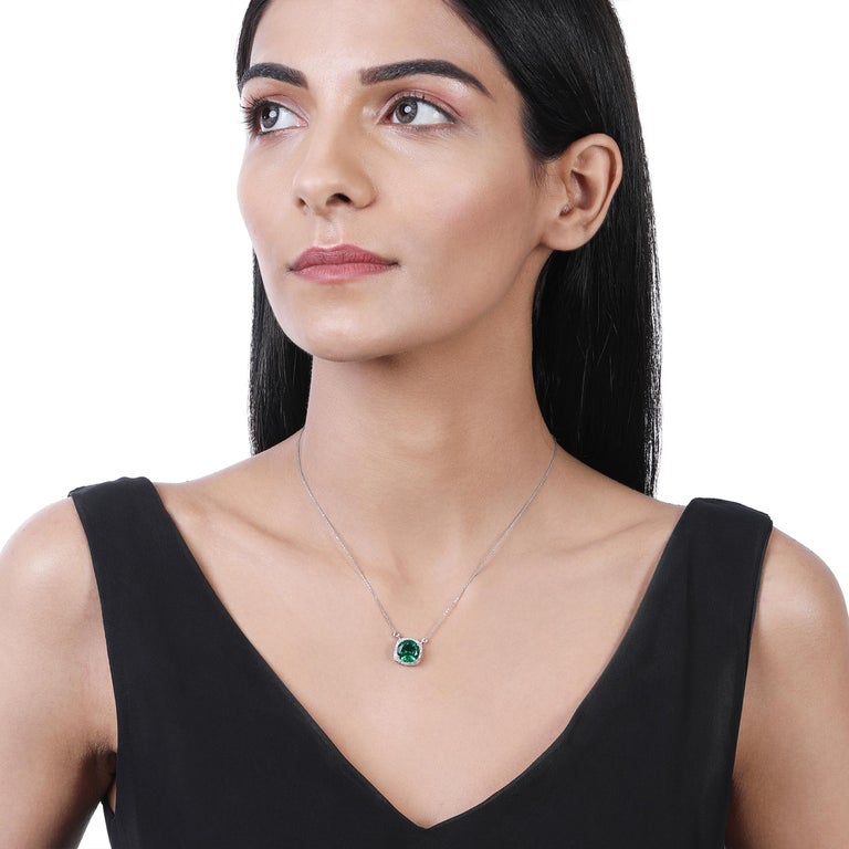 Certified 14k Gold 3.5ct Natural Diamond w/ Lab Emerald Round Halo