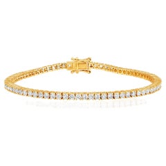 Certified 14k Gold 3 Carat Natural Diamond 4 Prong Tennis Wedding Bracelet