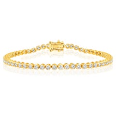 Certified 14k Gold 3 Carat Natural Diamond Tiger Prong Tennis Wedding Bracelet