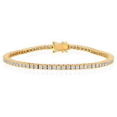 Certified 14K Gold 3ct Natural Diamond G-VS 2.8mm 4 Prong Wedding Tennis Bracele