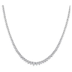 Certified 14k Gold 4.2ct Natural Diamond Graduated 3 Prong Tennis Wed Necklace