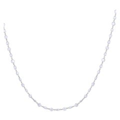 Certified 14K Gold 4.7ct Natural Diamond E-VVS Rose Cut Pear Round Tennis Neckla
