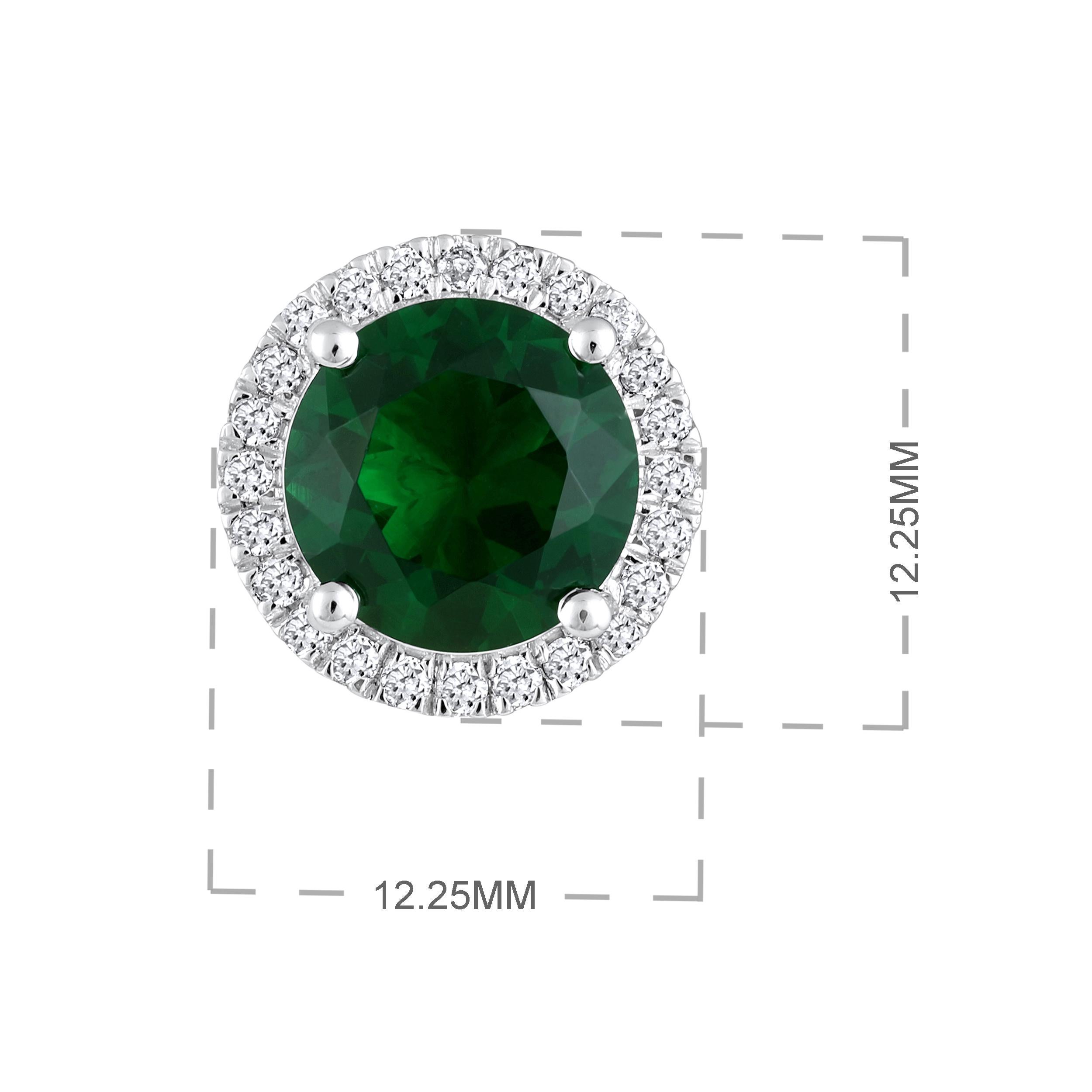 Certified 14k Gold 4.7ct Natural Diamond w/ Lab Emerald Solitaire Stud Earrings In New Condition For Sale In Los Angeles, CA